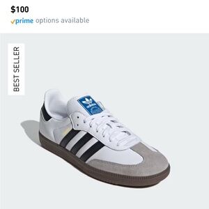 Adidas Men's White and Gray Sneakers with Black Stripes